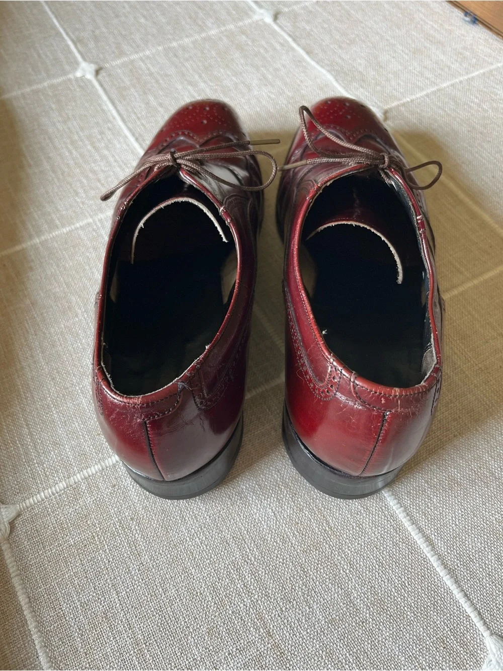 Men's Vintage Leather Dress Shoes 8.5 D Florsheim Wingtips Burgundy Brogue USA